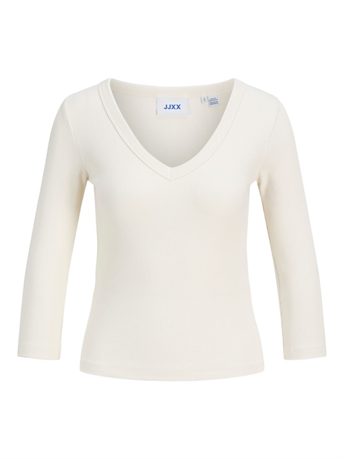 JJXX JXFIFI 3/4 V-NECK RIB TOP ANTIQUE WHITE