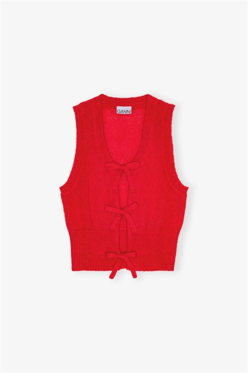 GANNI K2344 LIGHT MOHAIR TIE STRING VEST RACING RED