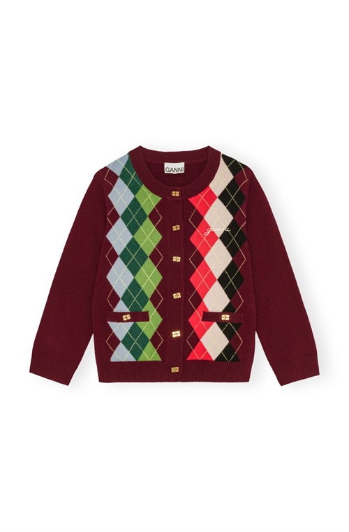 GANNI K2532 CASHMERE WOOL MIX CARDIGAN TAWNY PORT