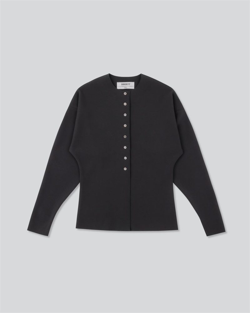 BIRROT LAY2 ROUND-NECK CARDIGAN ANTHRACITE