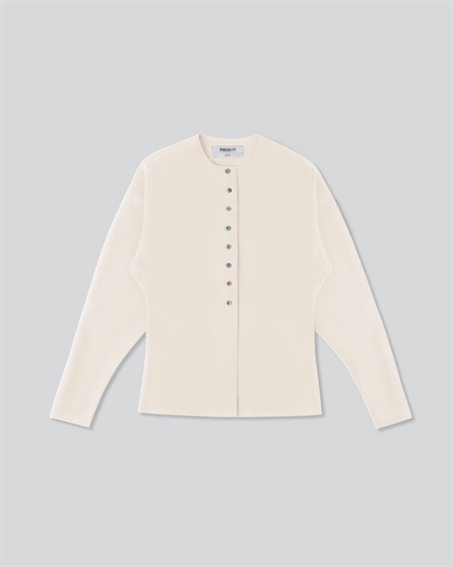 BIRROT LAY2 ROUND-NECK CARDIGAN EGG SHELL