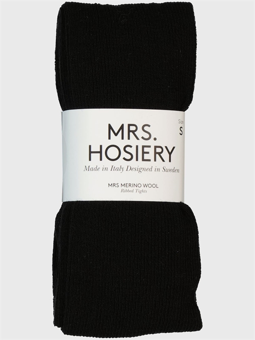 MRS. HOSIERY MERINO ULD RIBBED TIGHTS BLACK