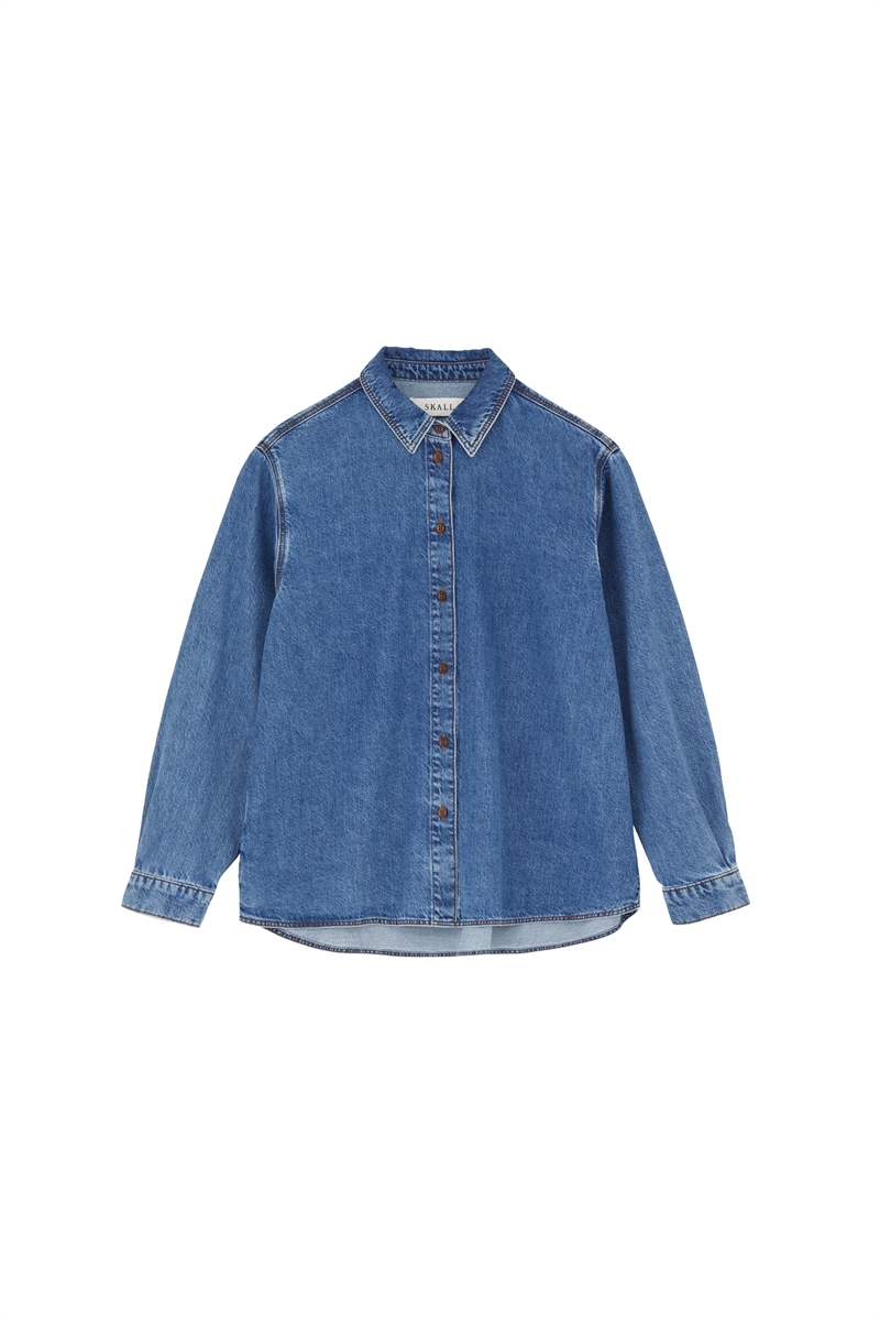 SKALL STUDIO MILLINGTON SHIRT WASHED MID BLUE