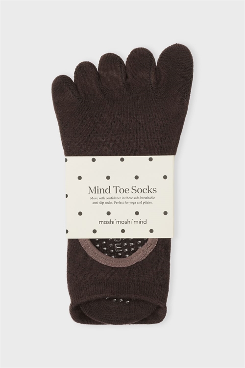 MOSHI MOSHI MIND TOE SOCKS ANTI SLIP DARK BROWN