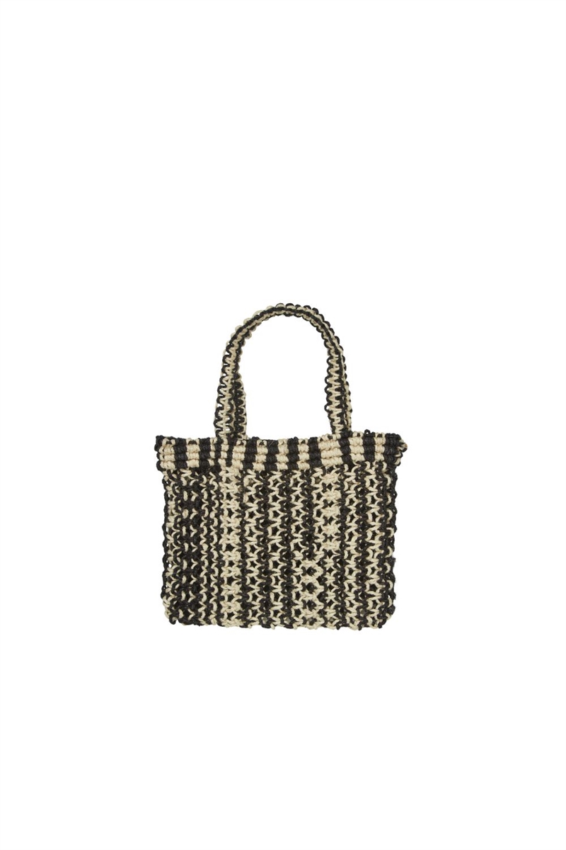 SKALL STUDIO NOLA MINI STRAW BAG BLACK/LIGHT NATURAL