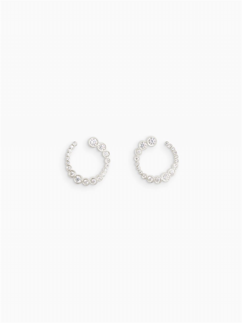 RAGBAG NO.12129 ODETTE SPIRAL EARRINGS SILVER CZ STONE