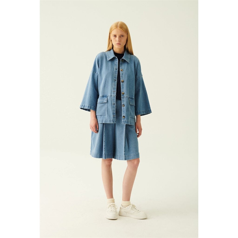 RUE DE TOKYO CASSY GARMENT WASHED DENIM LIGHT INDIGO