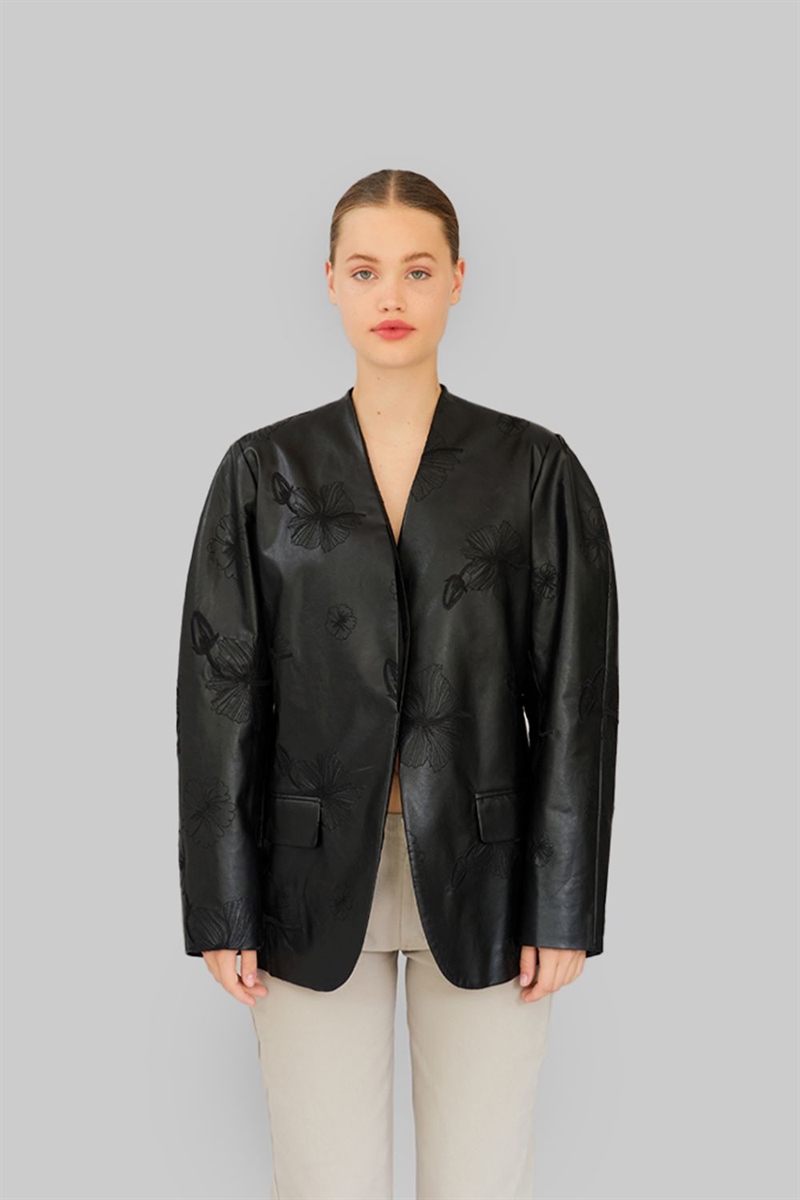 OPERASPORT RUE VEGAN LEATHER JACKET BLACK