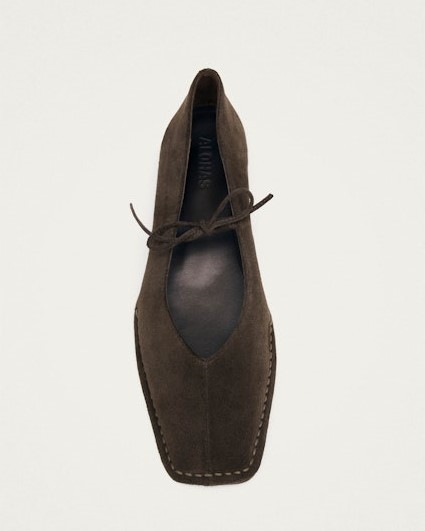 ALOHAS SWAY SUEDE LEATHER BALLET FLATS COFFEE BROWN