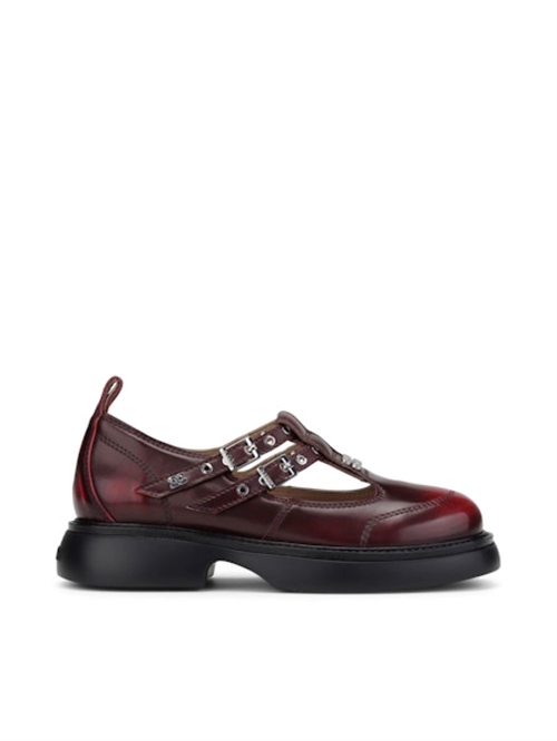 GANNI S3168 EVERYDAY BUTTERFLY MARY JANE BRUSHED BLACK/DARK BURGUNDY