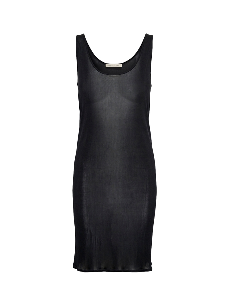 SEAMLESS BASIC SPORTY ONE SIZE SLIP DRESS BLACK