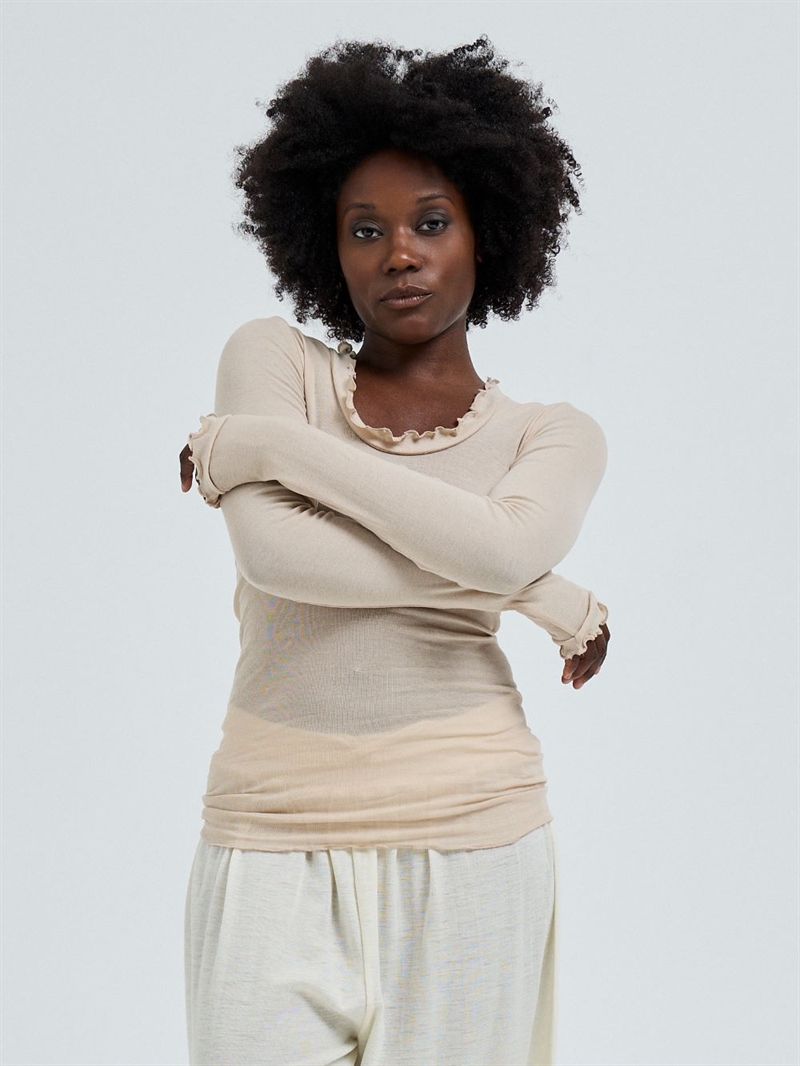 SEAMLESS BASIC COTTON L/S ROMANCE ONE SIZE DARK SAND