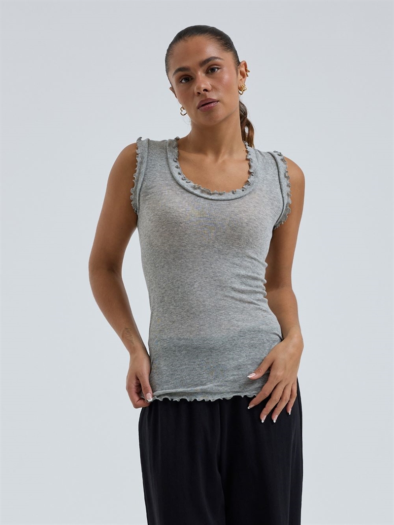 SEAMLESS BASIC FLOUNCE TANK TOP GREY MELANGE