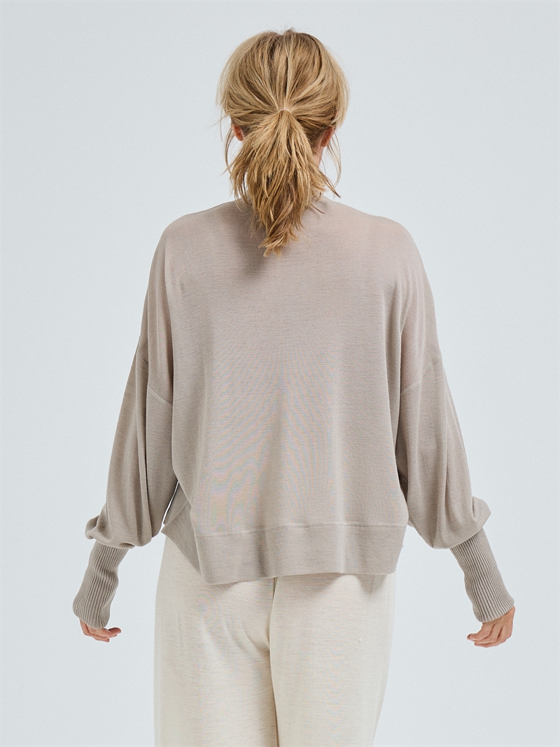 SEAMLESS BASIC ONE SIZE WOOLEN SPORTY SWEAT BEIGE