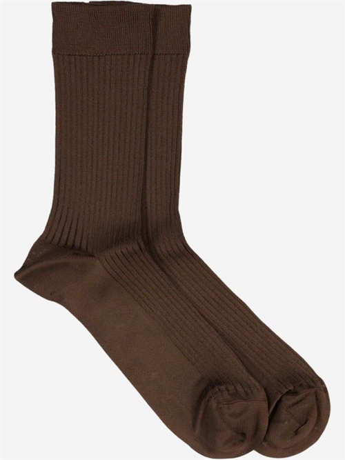 MRS. HOSIERY SILKY RIBBED CLASSIC SOCK COFFEE