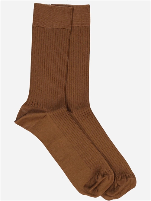 MRS. HOSIERY SILKY RIBBED CLASSIC SOCK MOCCA