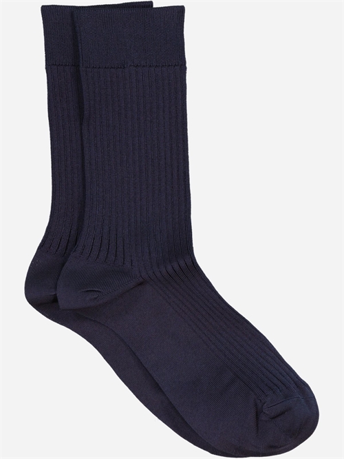 MRS. HOSIERY SILKY FINE RIBBED CLASSIC SOCK NAVY CLASSIC