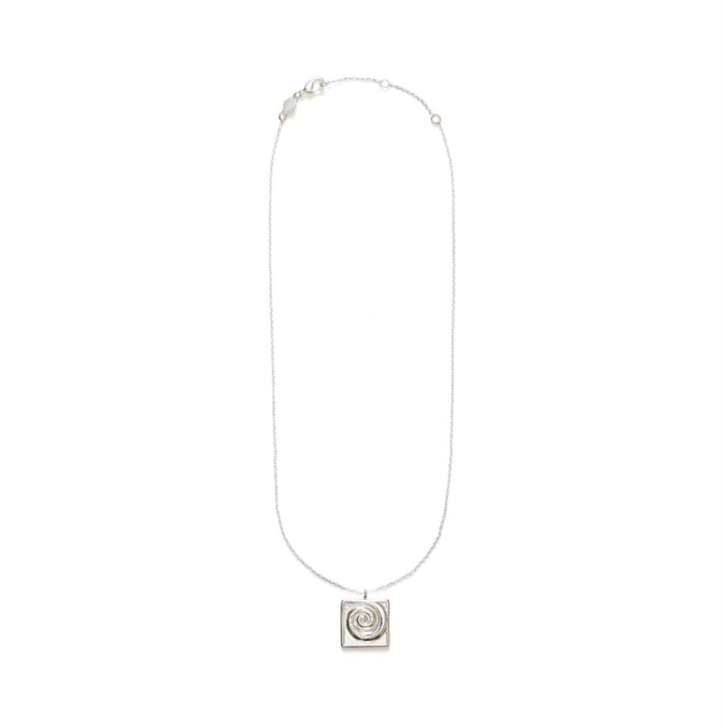 ANNI LU SWIRLY SQUARE NECKLACE SILVER