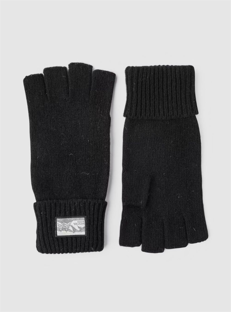 HESTRA RAGGWOOL HALF FINGER GLVOE BLACK