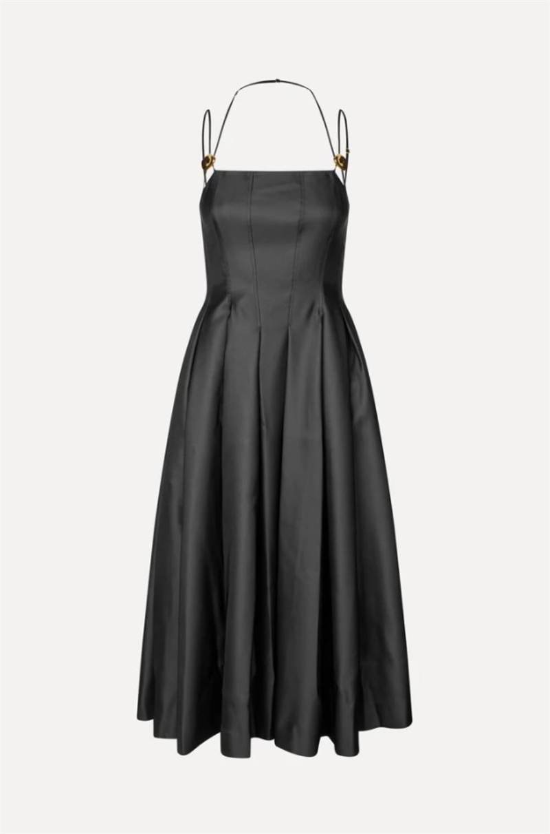 STINE GOYA DOUBLE STRAP HIGH-VOLUME DRESS BLACK