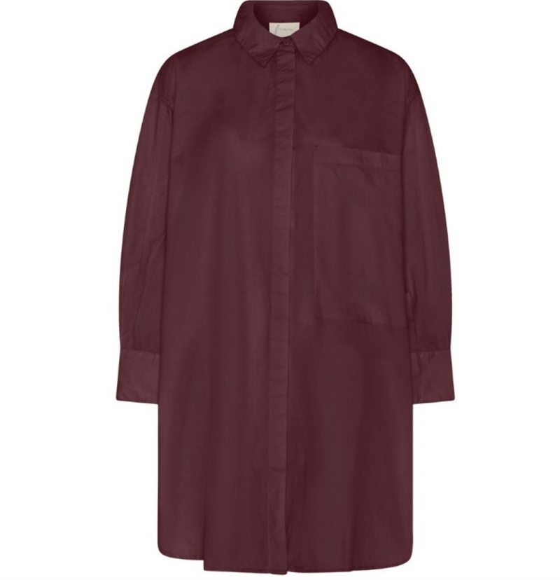 FRAU LYON LS LONG SHIRT RED MAHOGANY