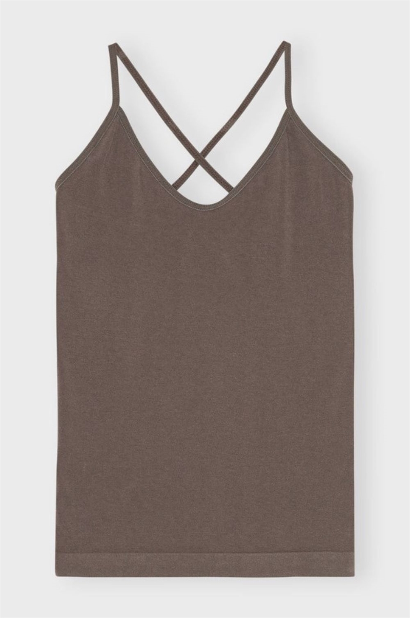 MOSHI MOSHI MIND STRETCH TOP STONE BROWN