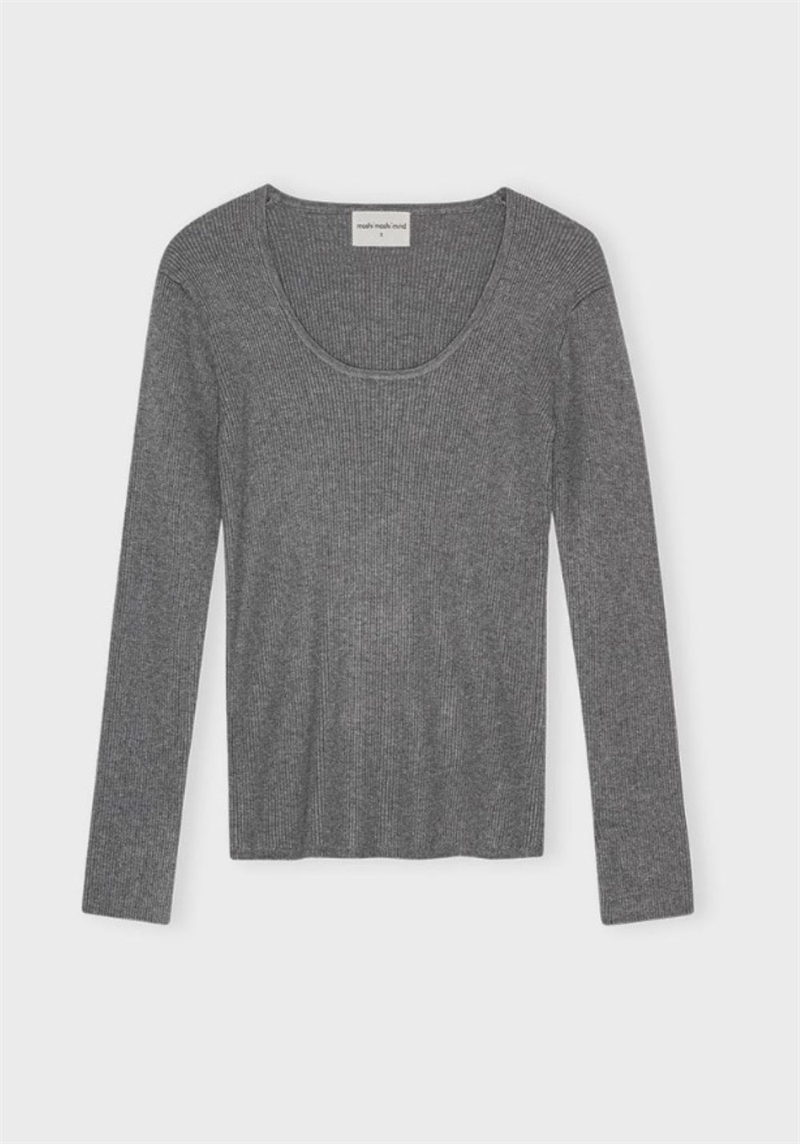 MOSHI MOSHI MIND SOUL RIB TOP GREY MELANGE