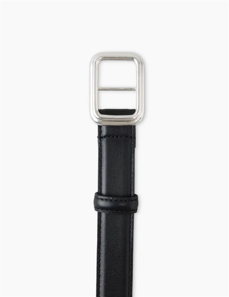 LIE STUDIO THE GEORGIA WIDE BELT SOLID BLACK/SILVER