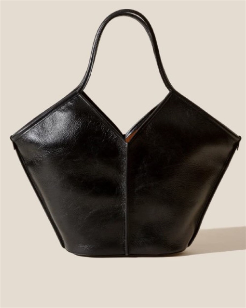 HEREU CALELLA DISTRESSED TOTE LEATHER BLACK