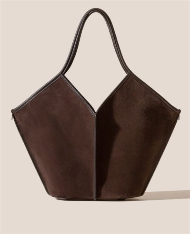 HEREU CALELLA SUEDE LEATHER-TRIMMED SUEDE TOTE DARK BROWN