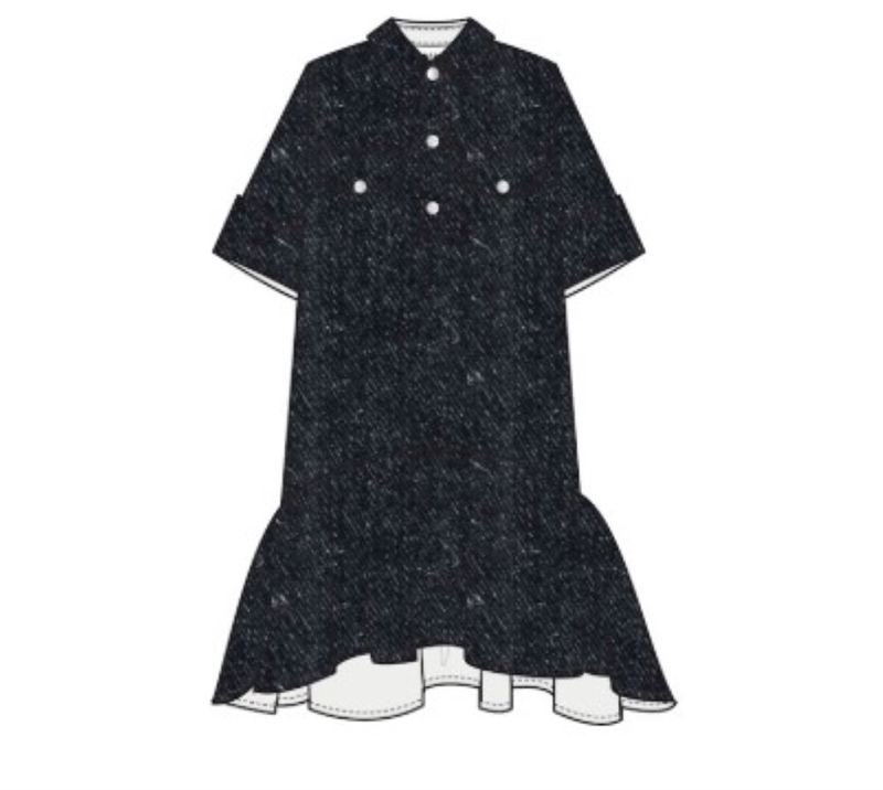 GANNI J1885 SOFT RIGID DENIM MINI DRESS BLACK WASHED