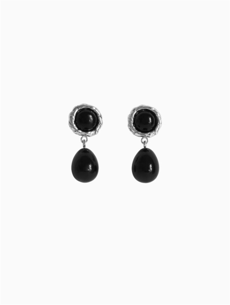 CORALI EMMA EARRINGS BLACK/SILVER