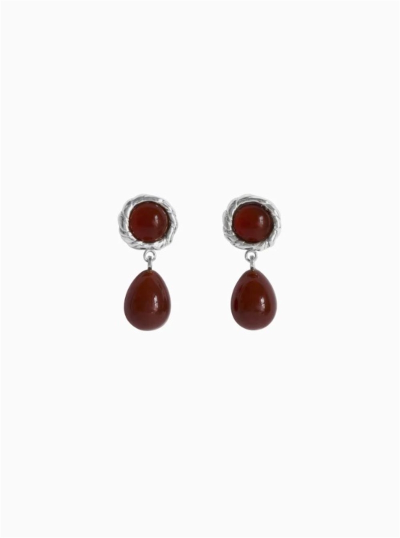 CORALI EMMA CARNELIAN EARRINGS SILVER