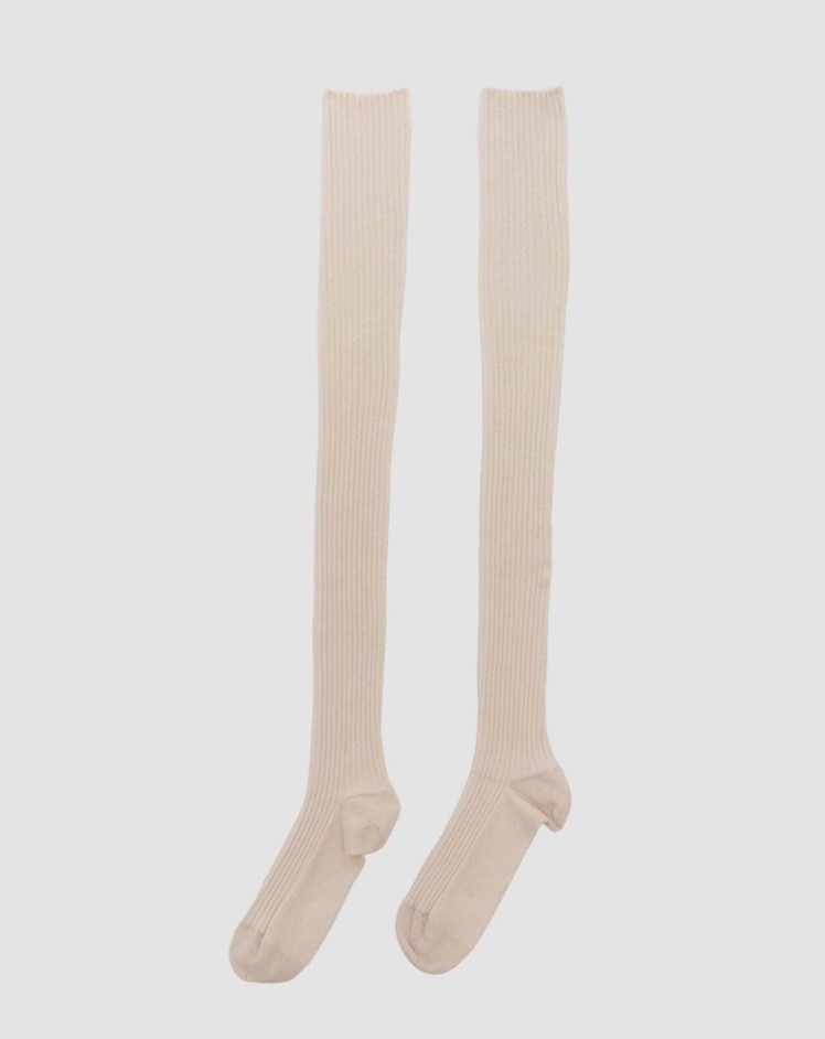 BASERANGE RIB OVERKNEE SOCKS COTTON UNDYED