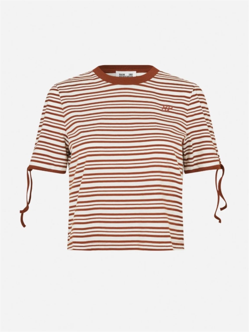 BAUM UND PFERDGARTEN JANET T-SHIRT CARAMEL BROWN STRIPE