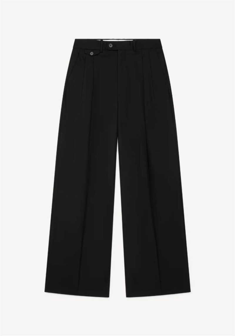 HERMAN PLEATED TROUSERS SUPER 120\'S WOOL BLACK