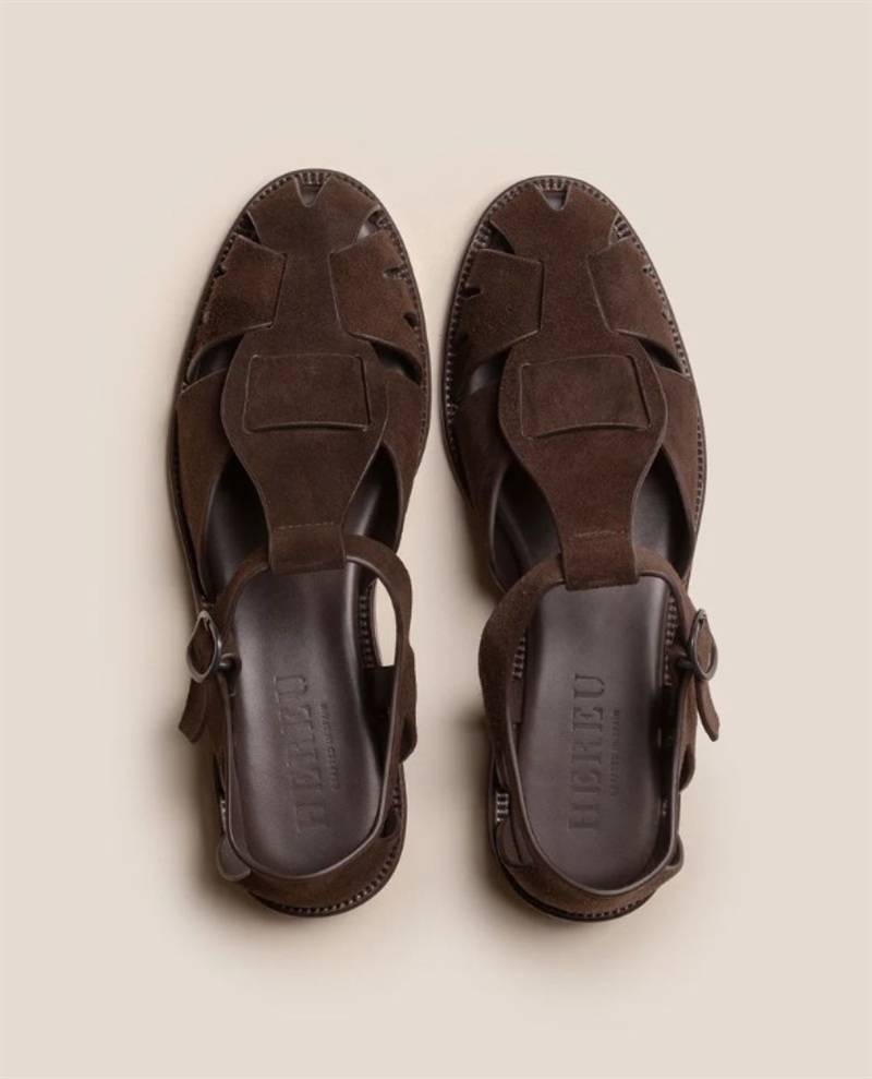 HEREU PESCA SANDAL SUEDE DARK BROWN
