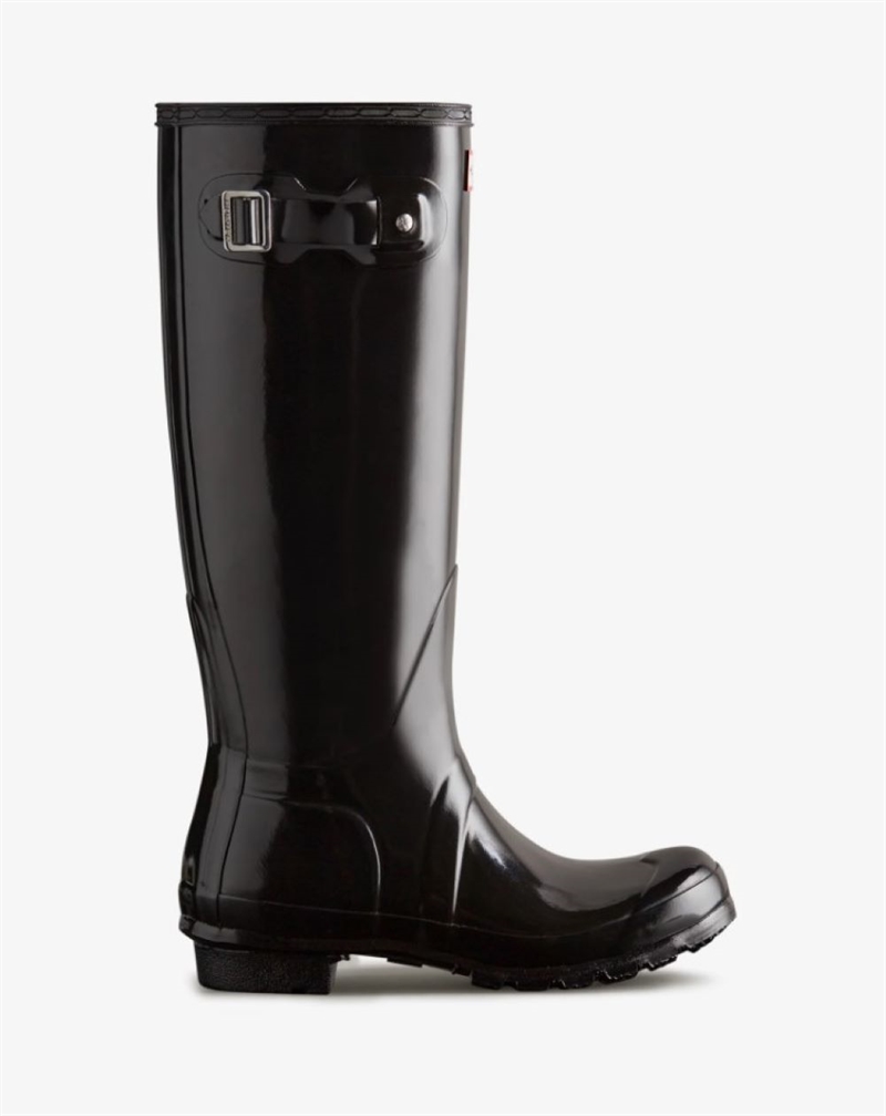 HUNTER WOMENS ORIGINAL TALL GLOSS BOOT BLACK