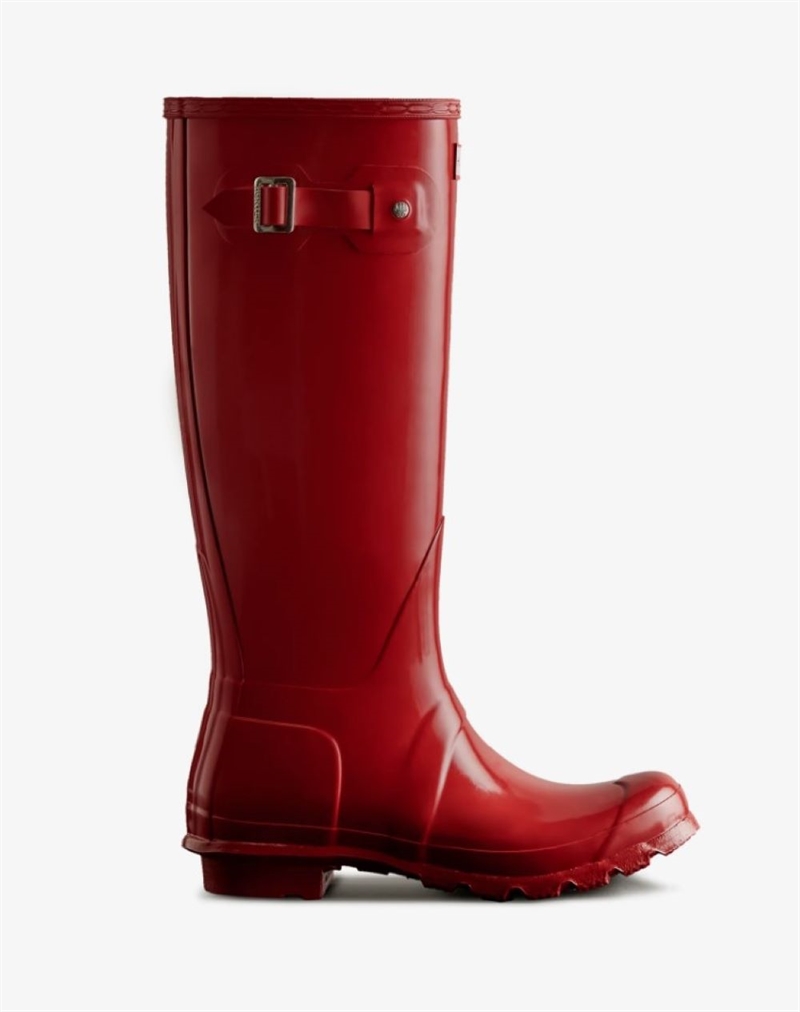 HUNTER WOMENS ORIGINAL TALL GLOSS BOOT MILITARY RED