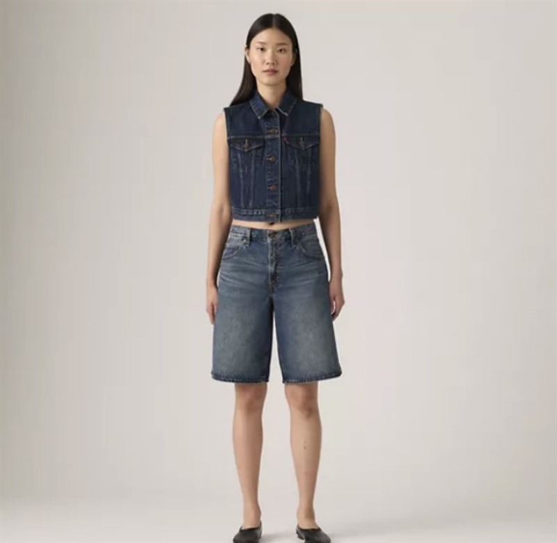 LEVIS BAGGY DAD JORTS HINGED HEART BLUE