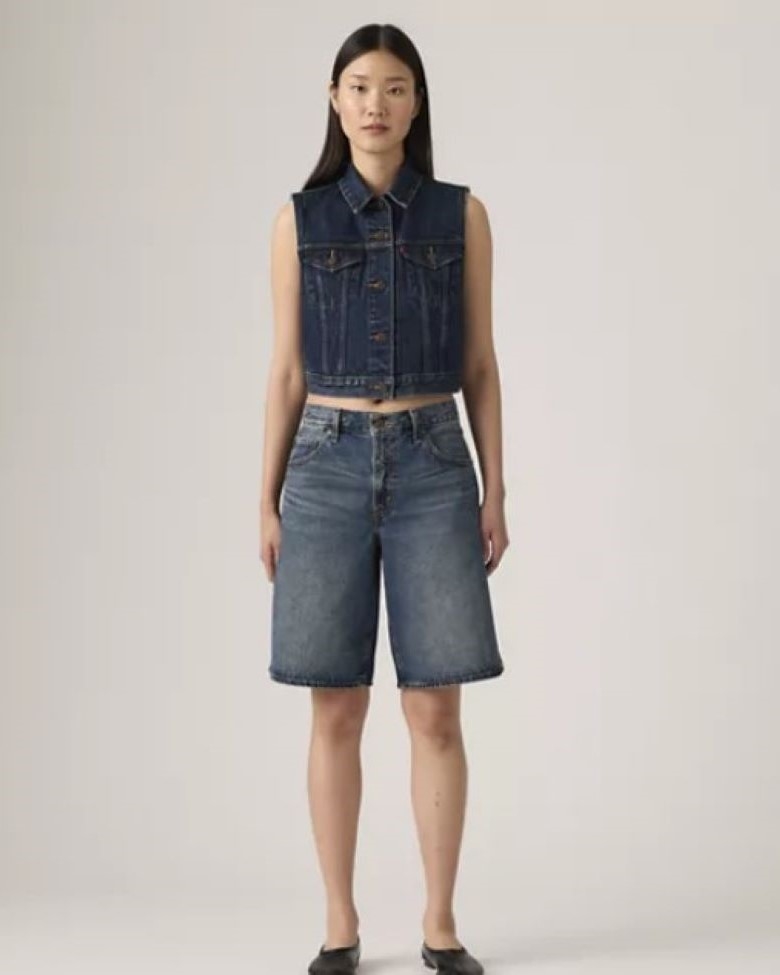 LEVIS BAGGY DAD JORTS HINGED HEART BLUE