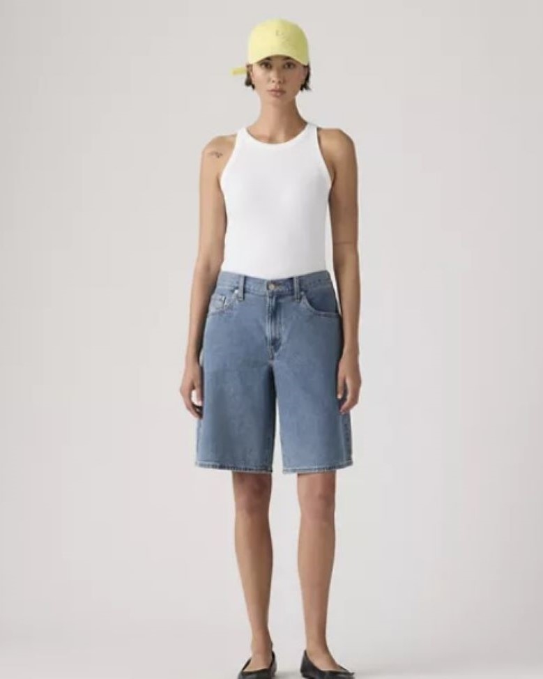 LEVIS BAGGY DAD JORTS OWN IT BLUE