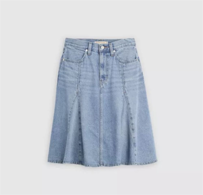 LEVIS GODET KNEE LENGTH LIGHTWEIGHT SKIRT GOOD GRADES BLUE