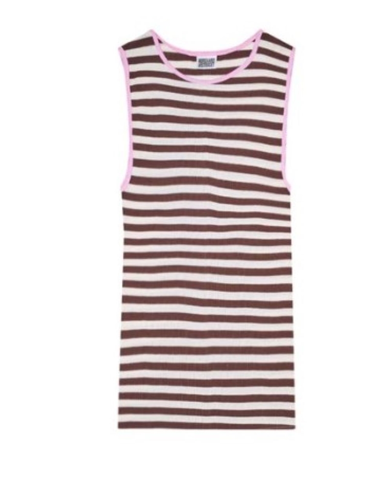 NØRGAARD PAA STRØGET TANK TOP KONTRAST ECRU/BROWN/PINK
