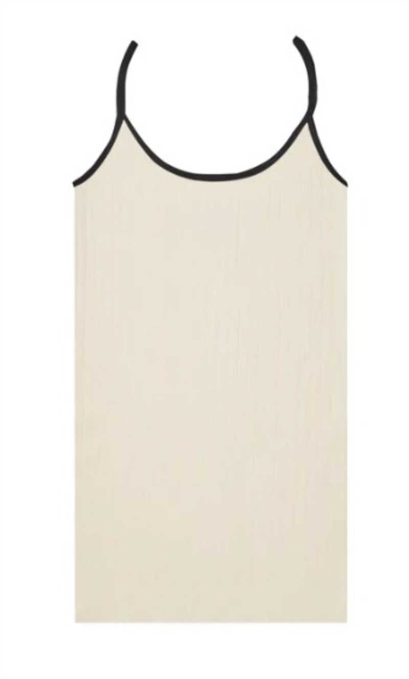 NØRGAARD PAA STRØGET STRAP TOP KONTRAST ECRU/BLACK