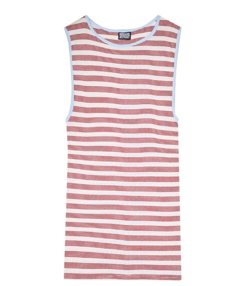 NØRGAARD PAA STRØGET TANK TOP BW STRIPE ECRU/WINE/LIGHTBLUE