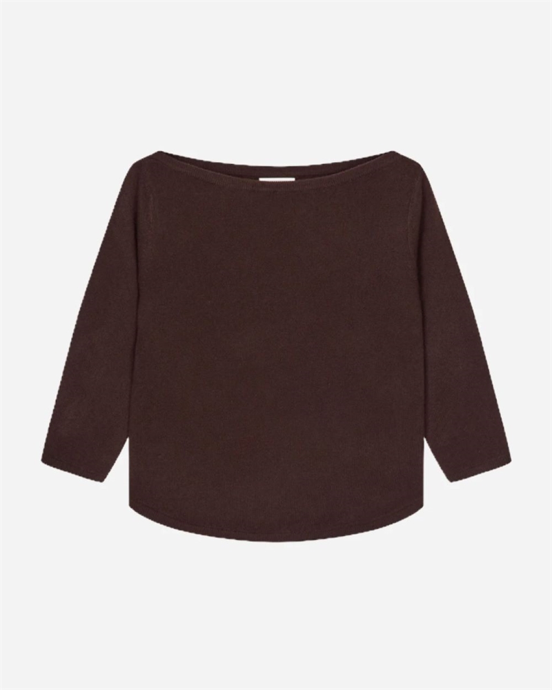 PEOPLES REPUBLIC OF CASHMERE BOAT NECK DARK BROWN