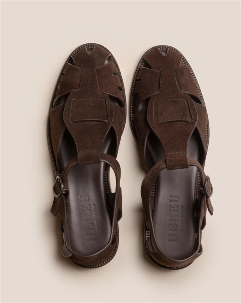 HEREU PESCA SANDAL SUEDE DARK BROWN