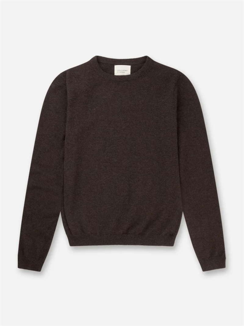 PEOPLES REPUBLIC OF CASHMERE WOMENS FITTED ROUNDNECK BLACK TRUFFLE