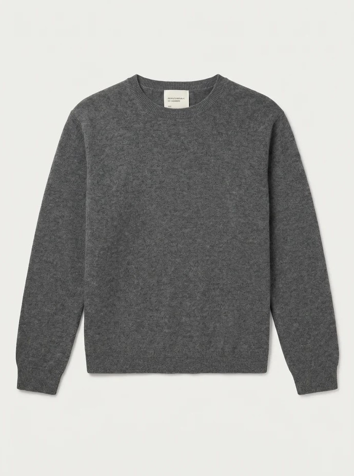 PEOPLES REPUBLIC OF CASHMERE WOMENS REGULAR O-NECK HEATHER GREY